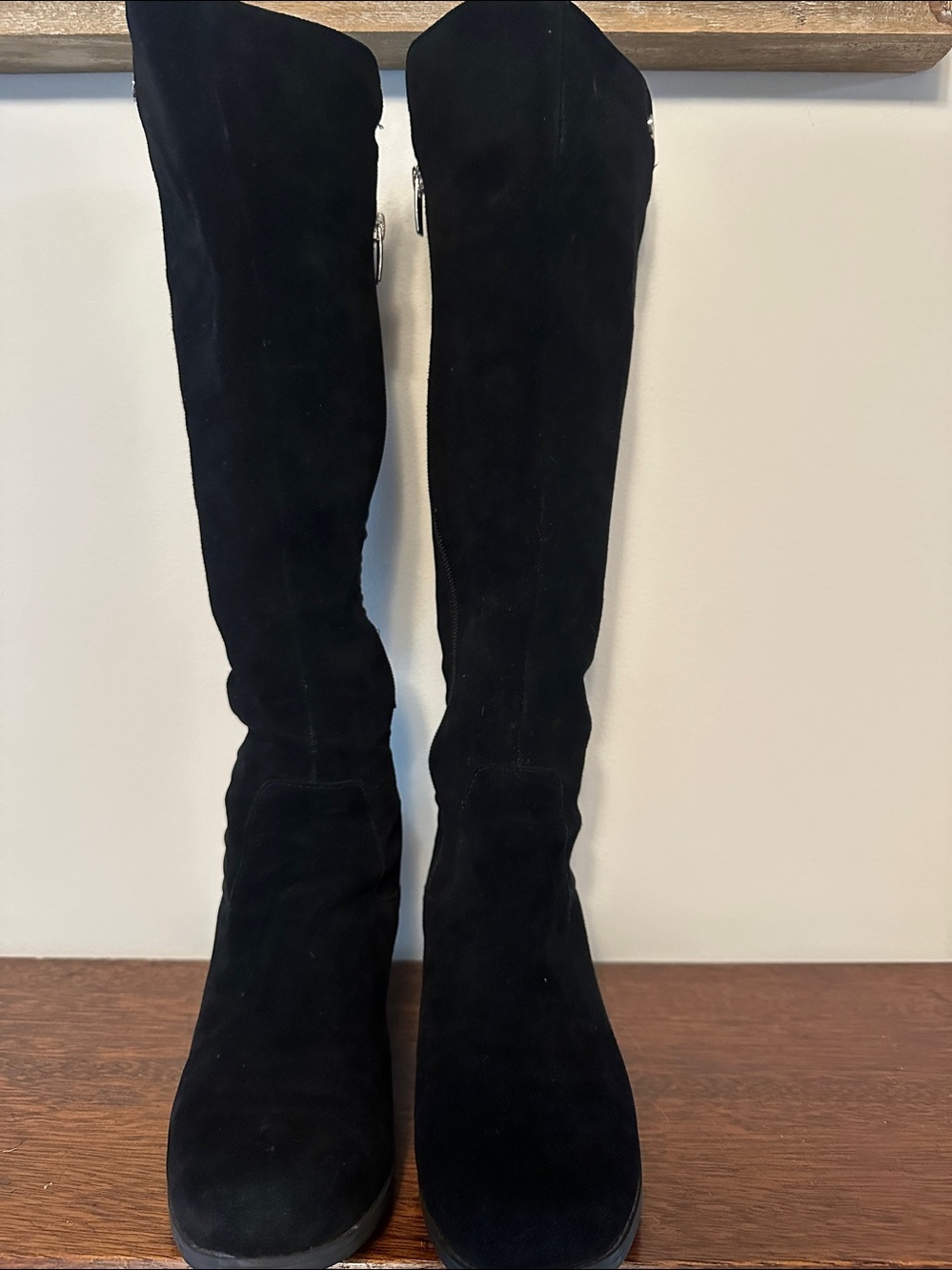 Marc Fisher Black Knee-High Suede-Look Boots